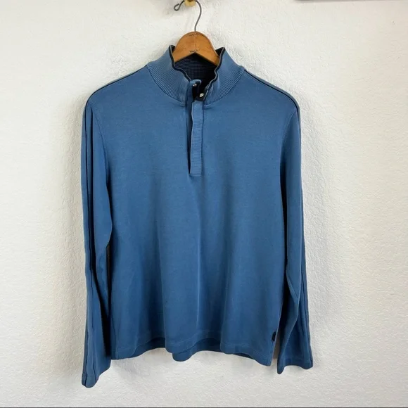 BOSS Hugo Boss Knit 1/4 Snap Contrast Pop Over Sweater - Picture 1 of 8